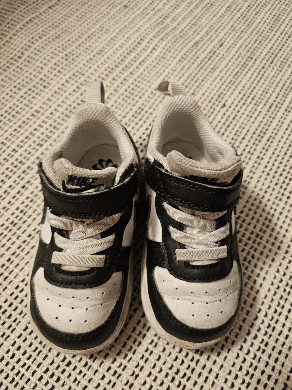 Kids Black & White Nike Athletic Sneakers with Hook-and-Loop Strap